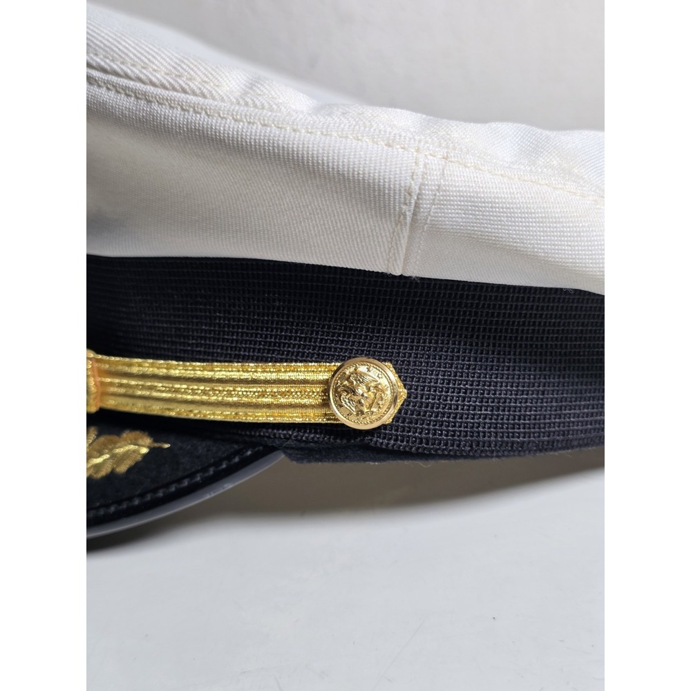 Us Navy Officer Visor Cap, US Navy Commander captain Rank Cap in White Cotton - Picture 7 of 12